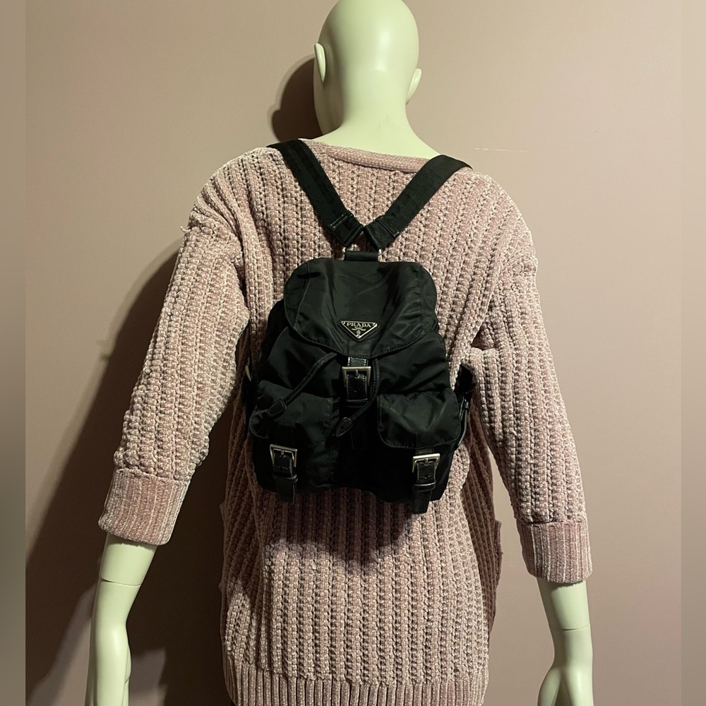 Authentic Prada Black Small Backpack With Buckle … - image 2